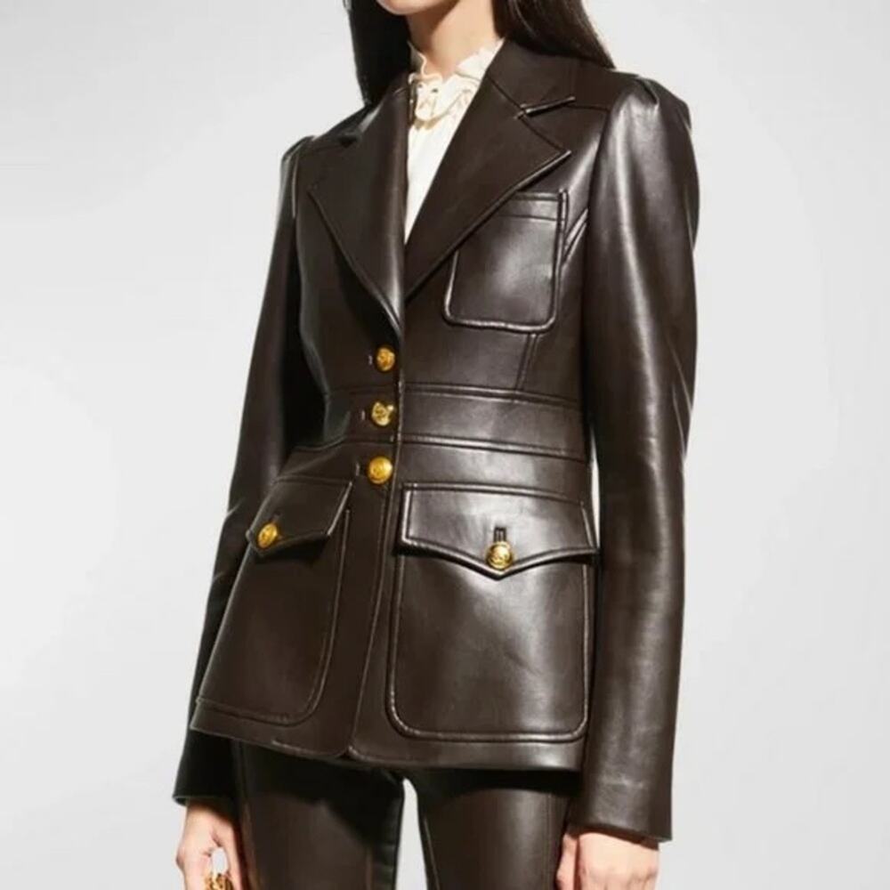 A.L.C. alc amelia vegan leather jacket blazer button closure faux vegan leather - Picture 8 of 9